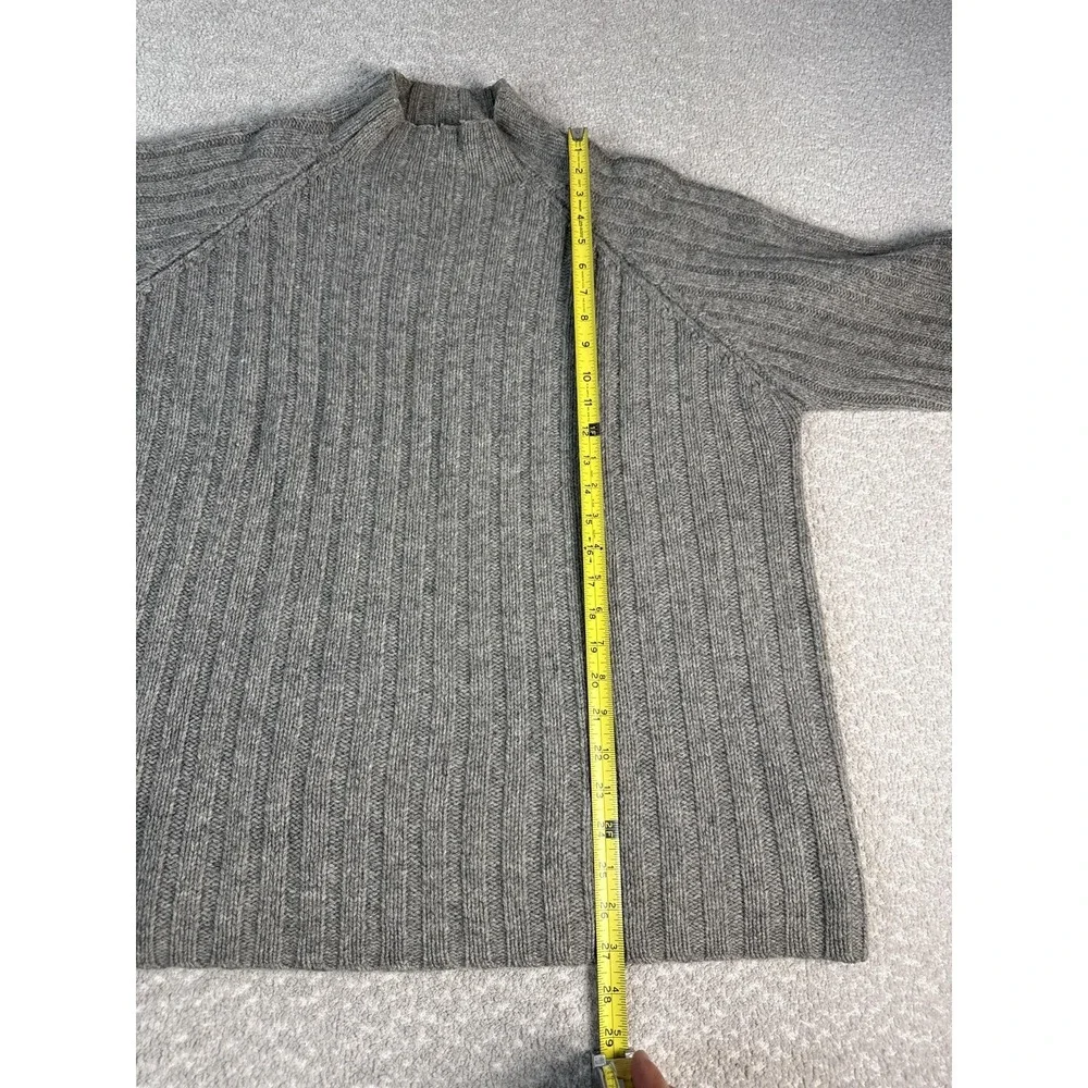 J.Crew Sweater‎ Mens XL Gray 100% Wool Mock Neck Chunky Rib Knit Pullover Warm
